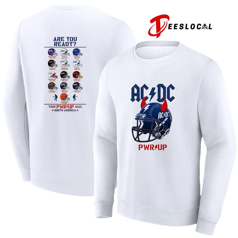 AC DC PWR Up are you ready helmets shirt