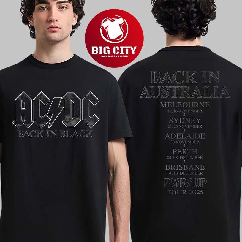 ACDC PWR Up Australia 2025 Back In Black Back In Australia PWR UP Tour Two Sided Shirt