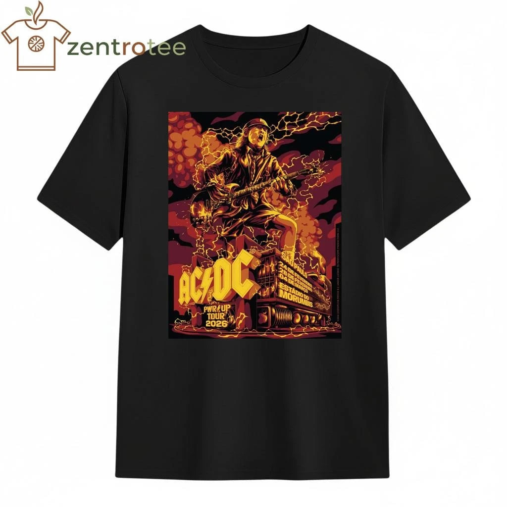 ACDC PWR Up Tour 2026 Sao Paulo Brazil Venue Poster At Estadio Do Morumbis On February 24 28 And March 4 2026 tee