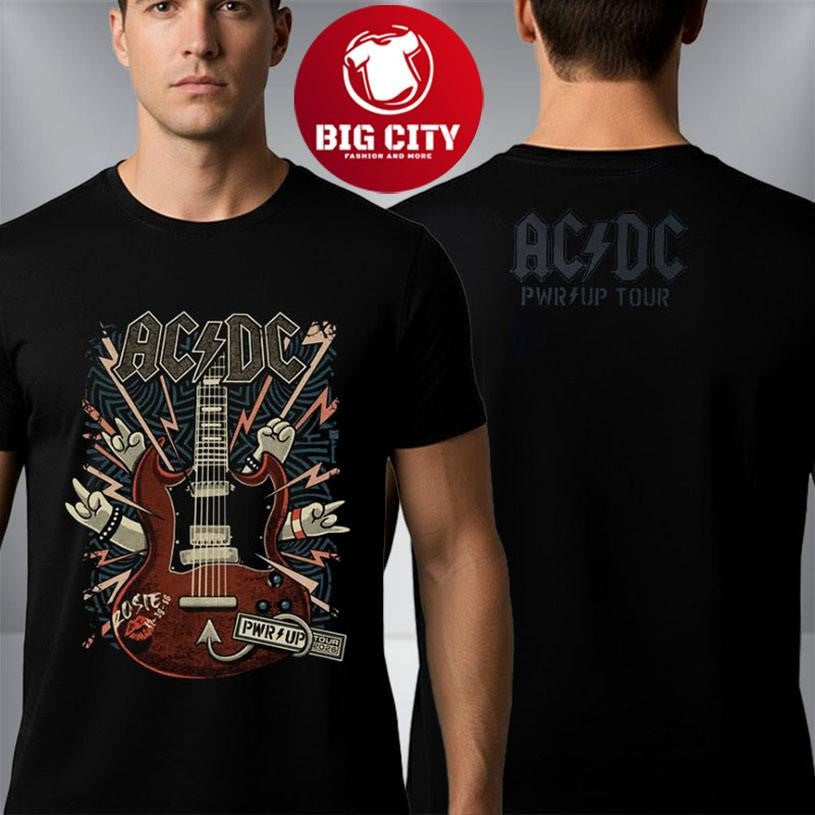 ACDC x Dr Bemoll Guitar Sound Light Whole Lotta Rosie Pwr Up Tour 2026 Two Sided Shirt