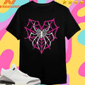 AJ Lee Love Bites Back Boxy Garment Dyed Heart Spider Shirts