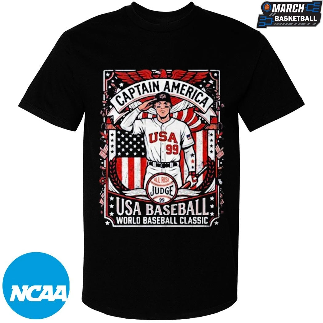 Aaron Judge Captain American Usa Baseball World Baseball Classic Player T-shirts