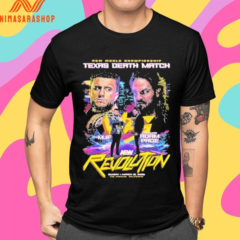 Aew World Championship Texas Death Match MIF Vs Hangman Adam Page Aew Revolution 2026 Matchup Shirts