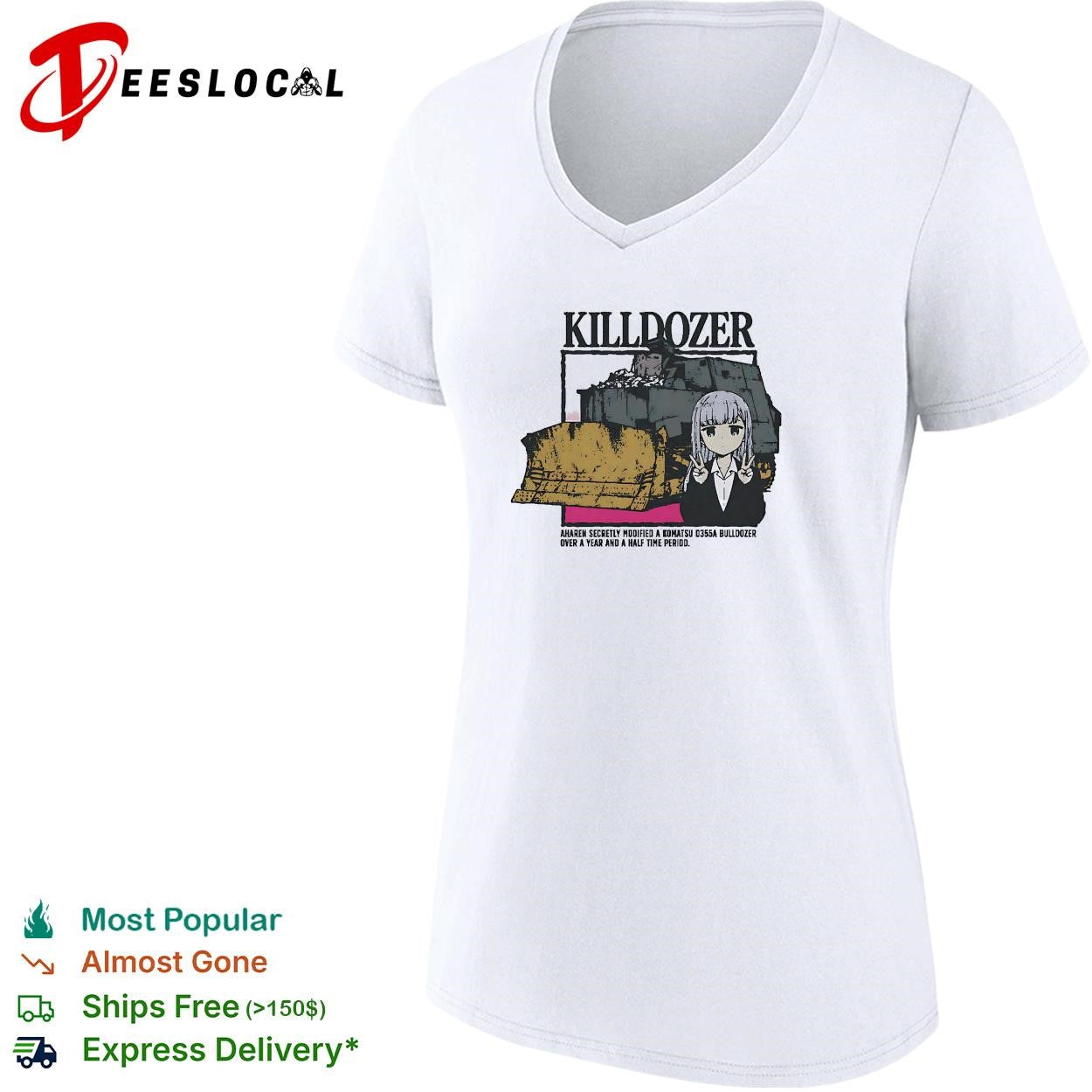 Aharen modifying Komatsu bulldozer killdozer shirt