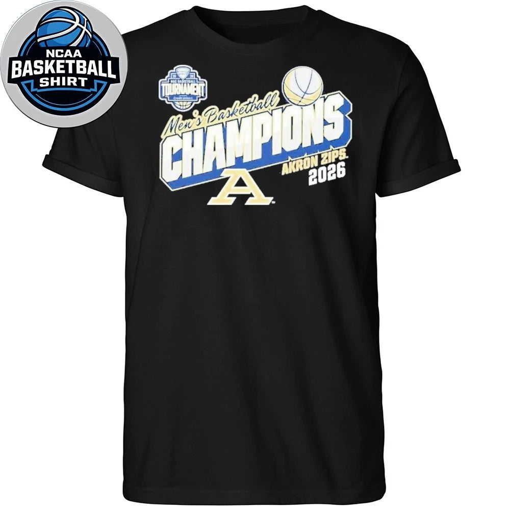 Akron Zips Navy Blue 2026 MAC Men’s Basketball Tournament Champions Locker Room T-Shirt