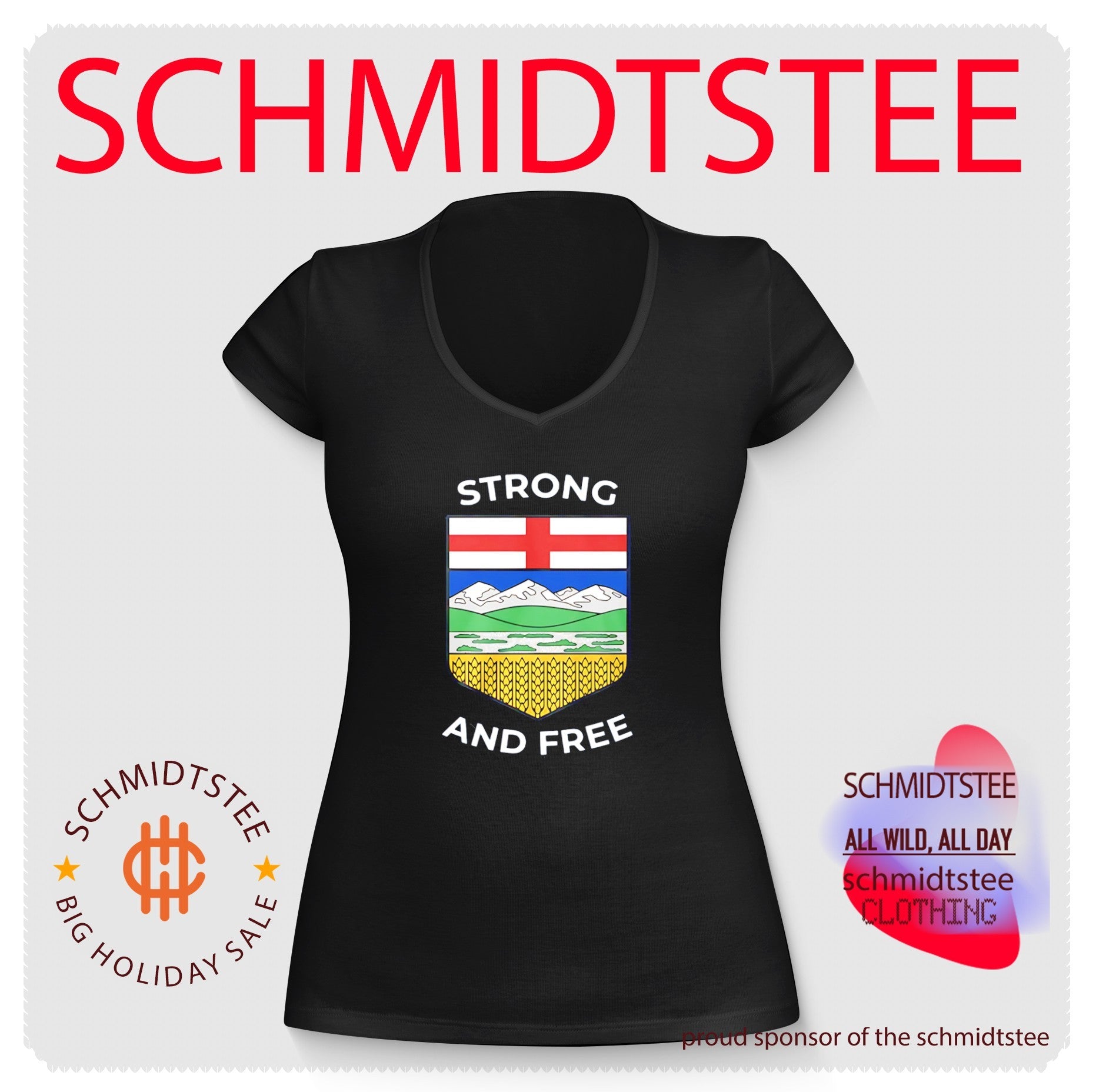Alberta Canada Map With Albertan Flag Strong And Free Shirt