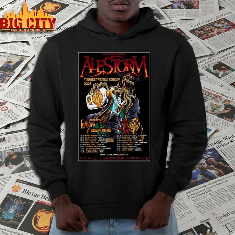 Alestorm Thunderfisting Europe 2025 Tour Poster shirt