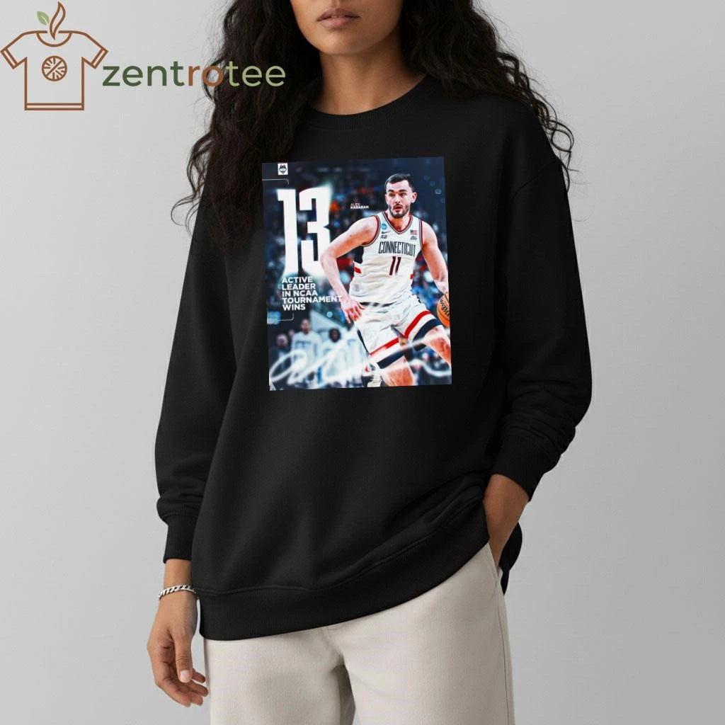 Alex Karaban 13 active leader in NCAA Tournament wins 2026 shirt