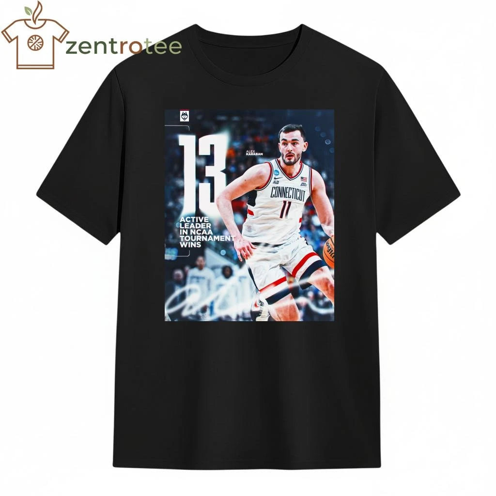 Alex Karaban 13 active leader in NCAA Tournament wins 2026 shirt