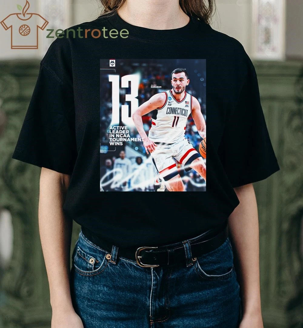 Alex Karaban 13 active leader in NCAA Tournament wins 2026 shirt