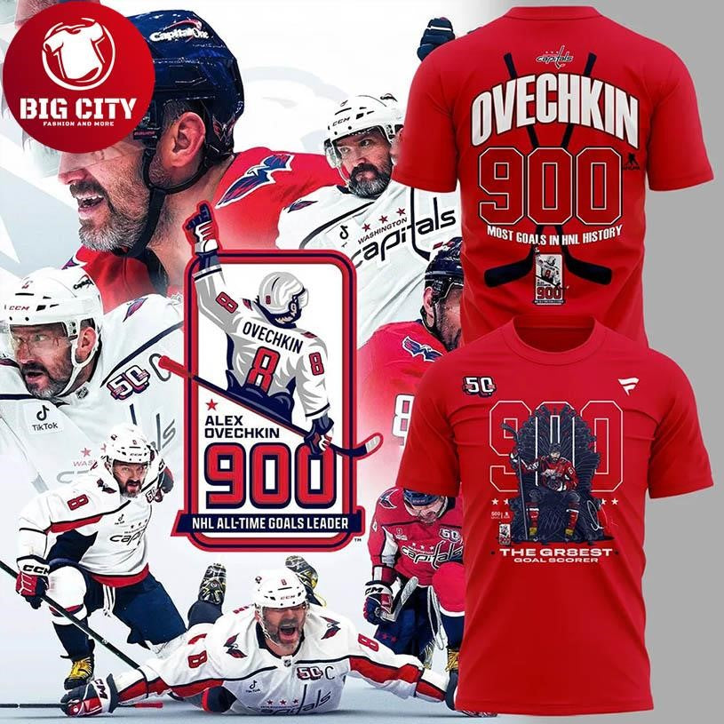 Alex Ovechkin 900 Goals Nhl All Time Goals Leader Washington Capitals 2025 Two Sided Shirt