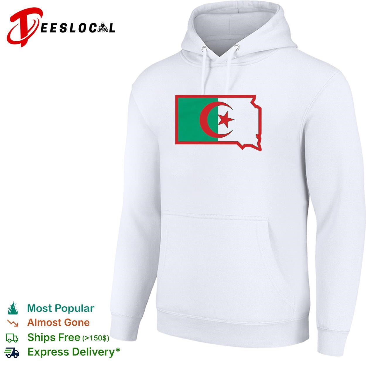 Algeria flag state map outline graphic shirt