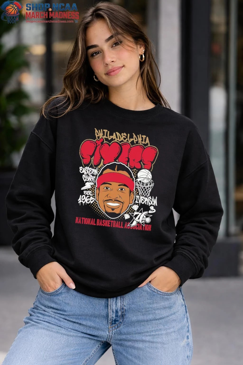 Allen Iverson Philadelphia 76ers National Basketball Association Headshot T-Shirt