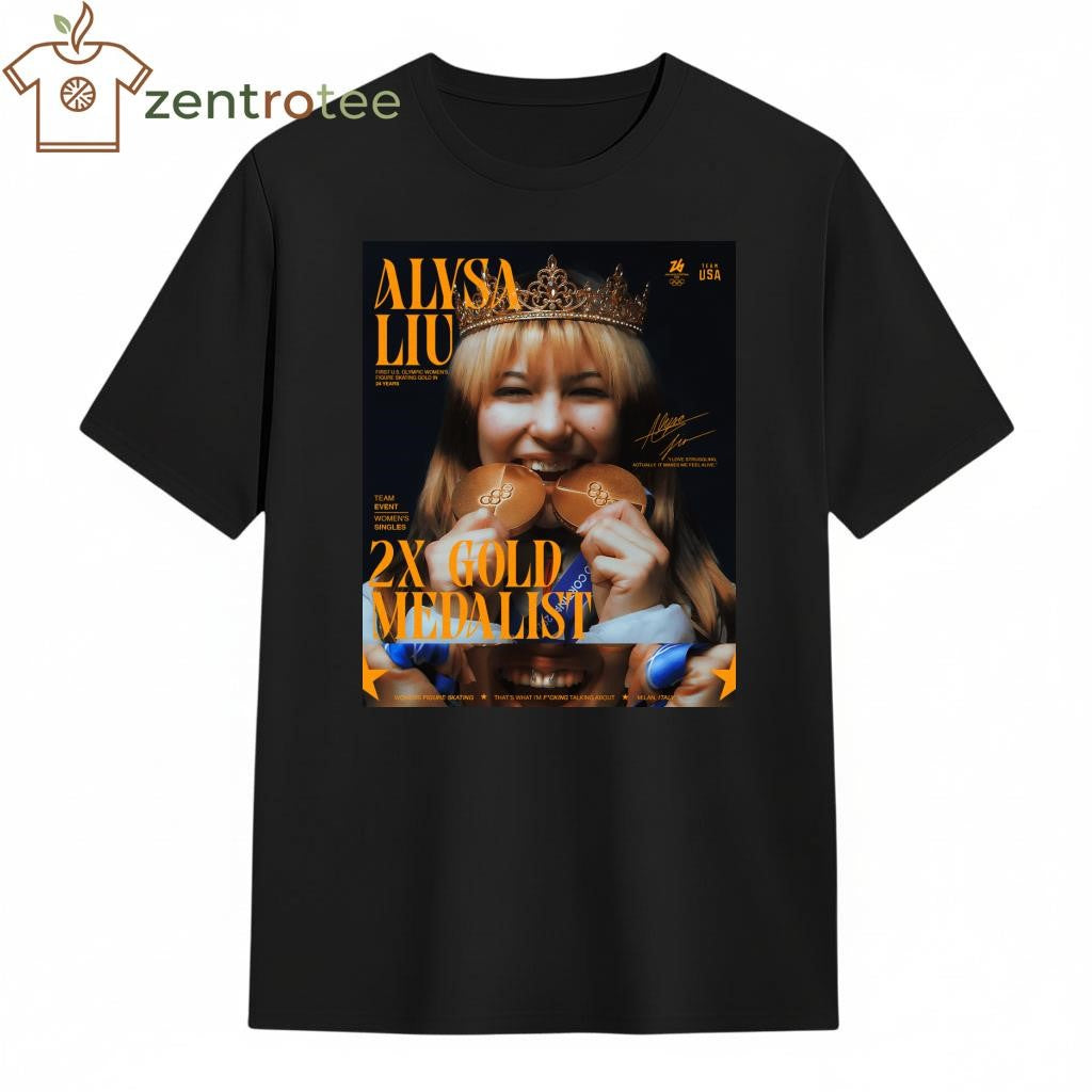 Alysa Liu King 2x gold medal list signature shirt