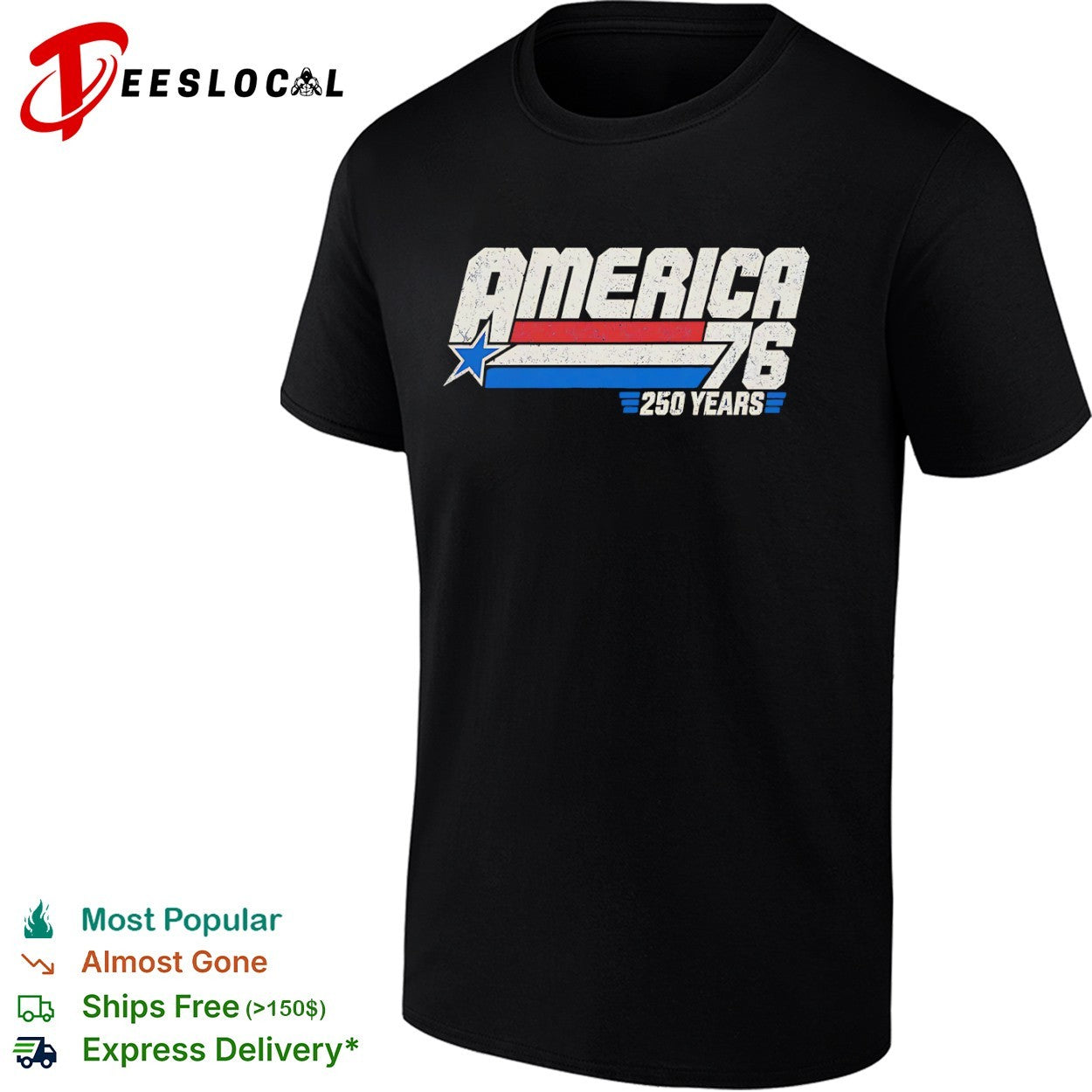 America 1976 250 years patriotic flag star shirt