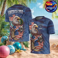 America 250 US Army Veteran Eagle &amp; Liberty Bell Blue Camo Two Sided Shirt