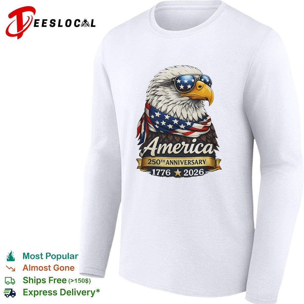 America 250th Anniversary 1776 2026 Patriotic Bald Eagle Flag shirt