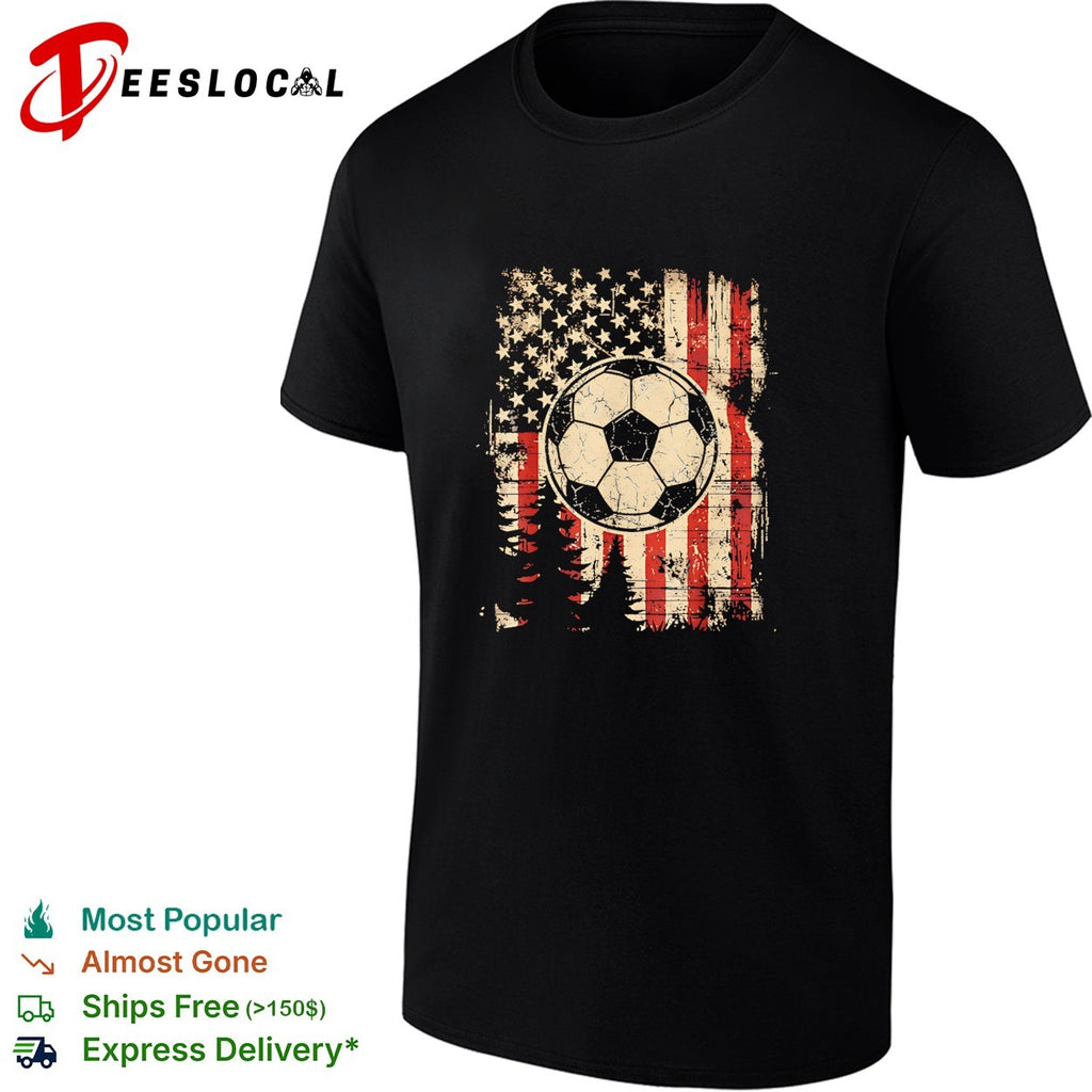 American flag soccer ball forest patriotic shirt