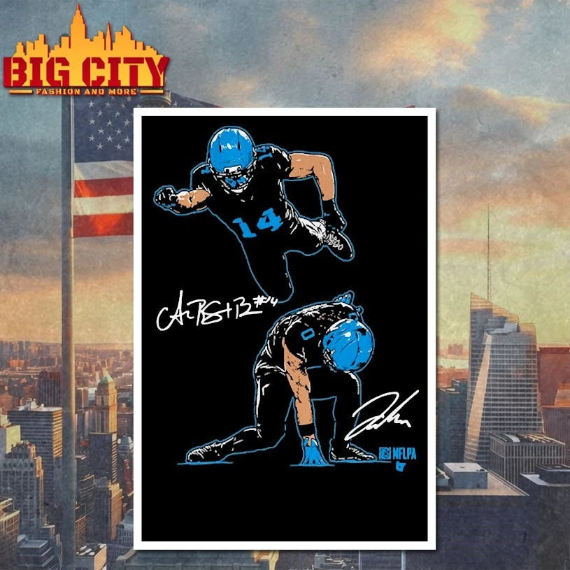 Amon-Ra St. Brown &amp; Jahmyr Gibbs Superheroes signatures shirts