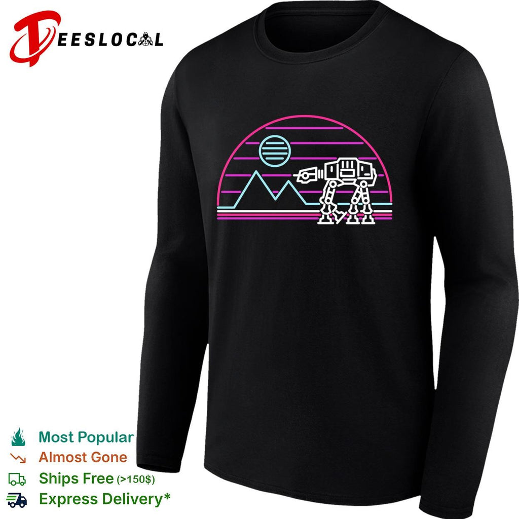 An AT-AT on Hoth style of a neon sign shirt