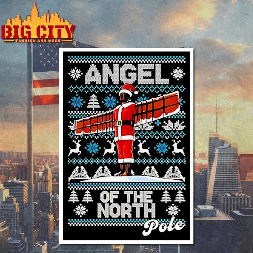 Angel of the north pole wooden statue ugly Christmas shirt