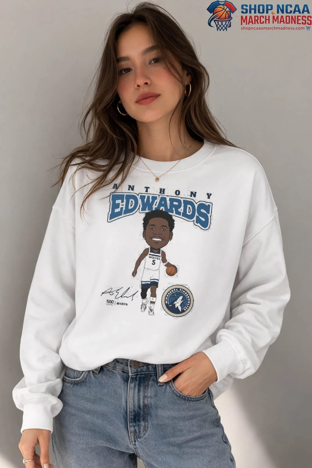 Anthony Edwards Minnesota Timberwolves Hardwood Comic Signature T-Shirt
