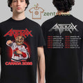 Anthrax Canada 2026 Tour Merch Tee No Man Mascot Canada Hockey Player Art Elbows Up Retro tee