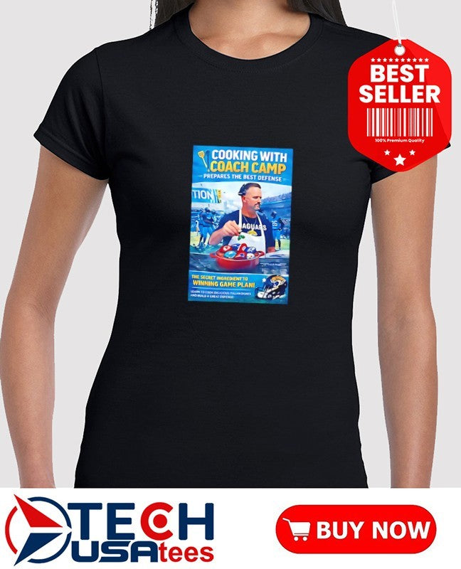 Antonio Johnson cooking with Coach Camp shirt