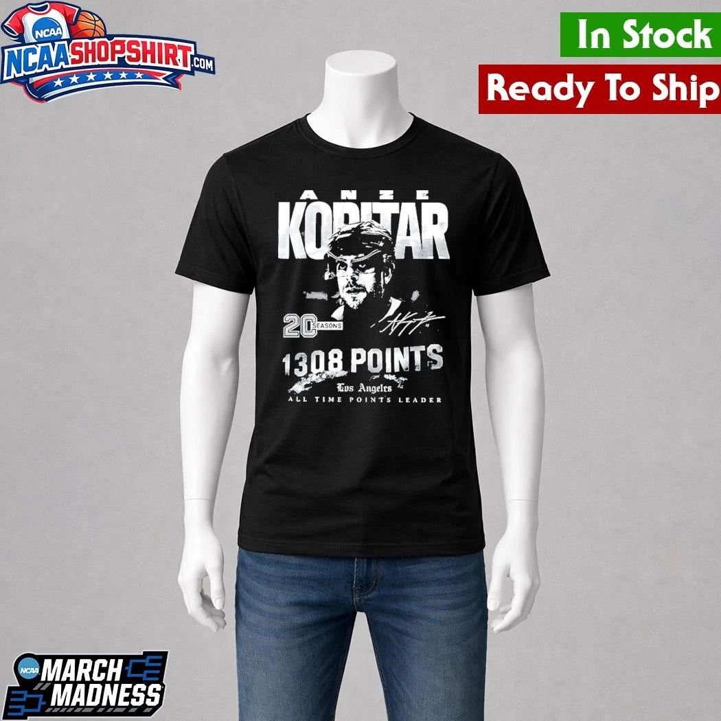 Anze Kopitar 1308 points Los Angeles Kings NHL All Time Points Leader signature graphic shirt