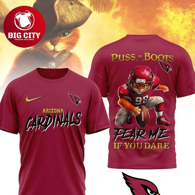 Arizona Cardinals Puss In Boots Fear Me If You Dare Christmas Two Sided Shirt