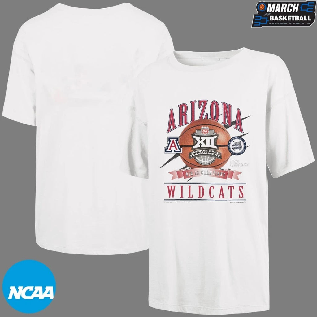 Arizona Wildcats 2026 Big 12 Men’s Basketball Tournament Champions Locker Room New Era T-Shirts