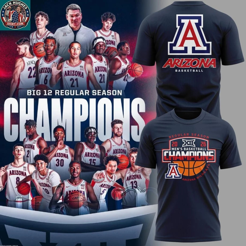 Arizona Wildcats Basketball Regular Season Champions 2026 Logo Two Sided Hoodie T-Shirt