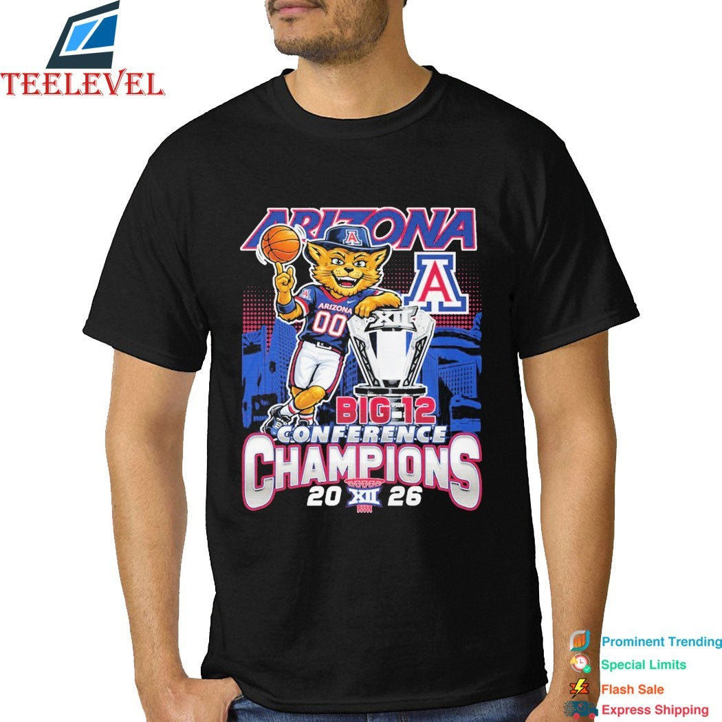 Arizona Wildcats Big 12 Conference Champions 2026 Mascot Trophy T-shirts