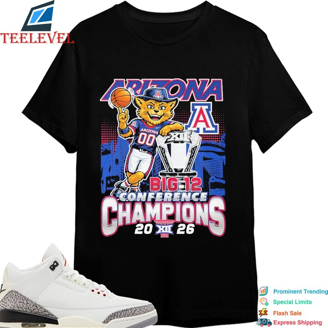 Arizona Wildcats Big 12 Conference Champions 2026 Mascot Trophy T-shirts