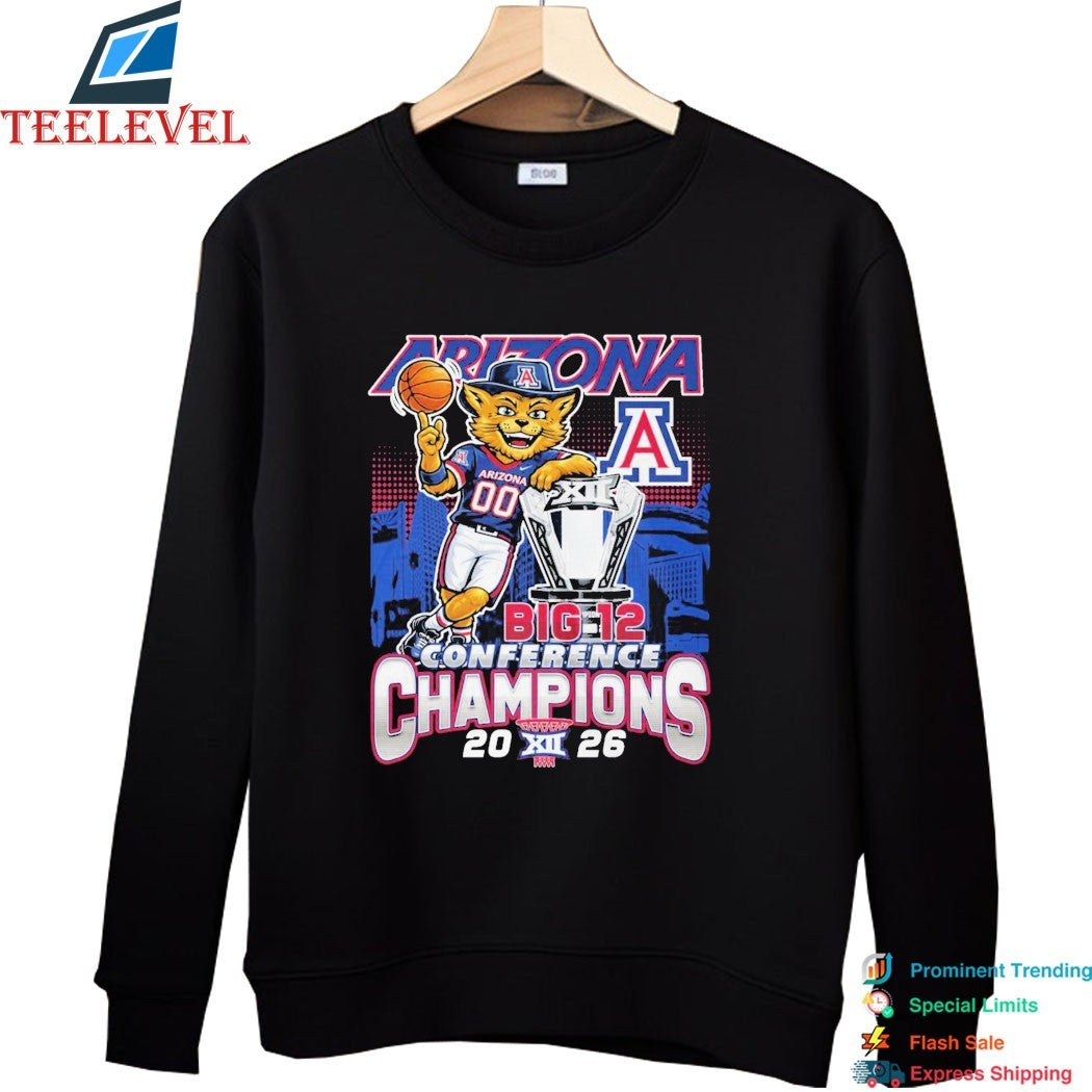 Arizona Wildcats Big 12 Conference Champions 2026 Mascot Trophy T-shirts