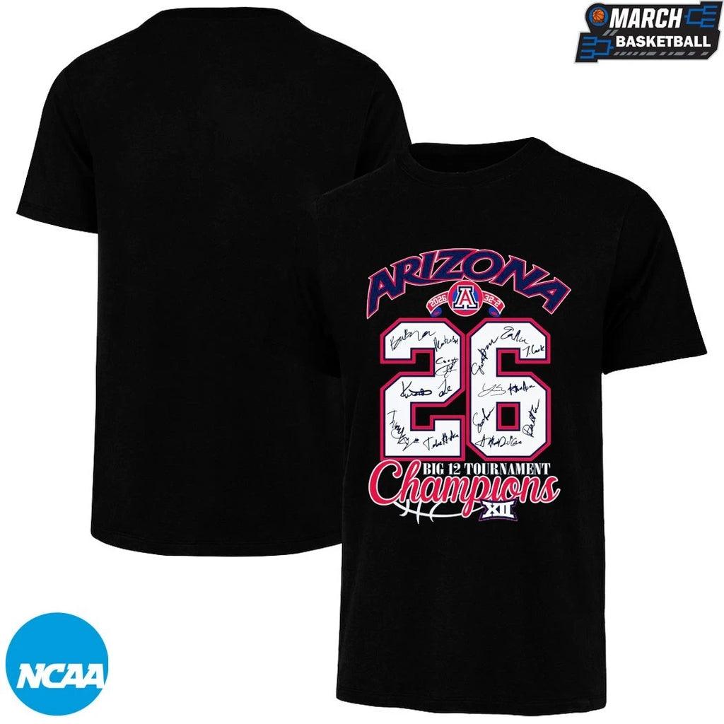 Arizona Wildcats Big 12 Conference Tournament Champions 2026 32-2 Signatures T-shirts