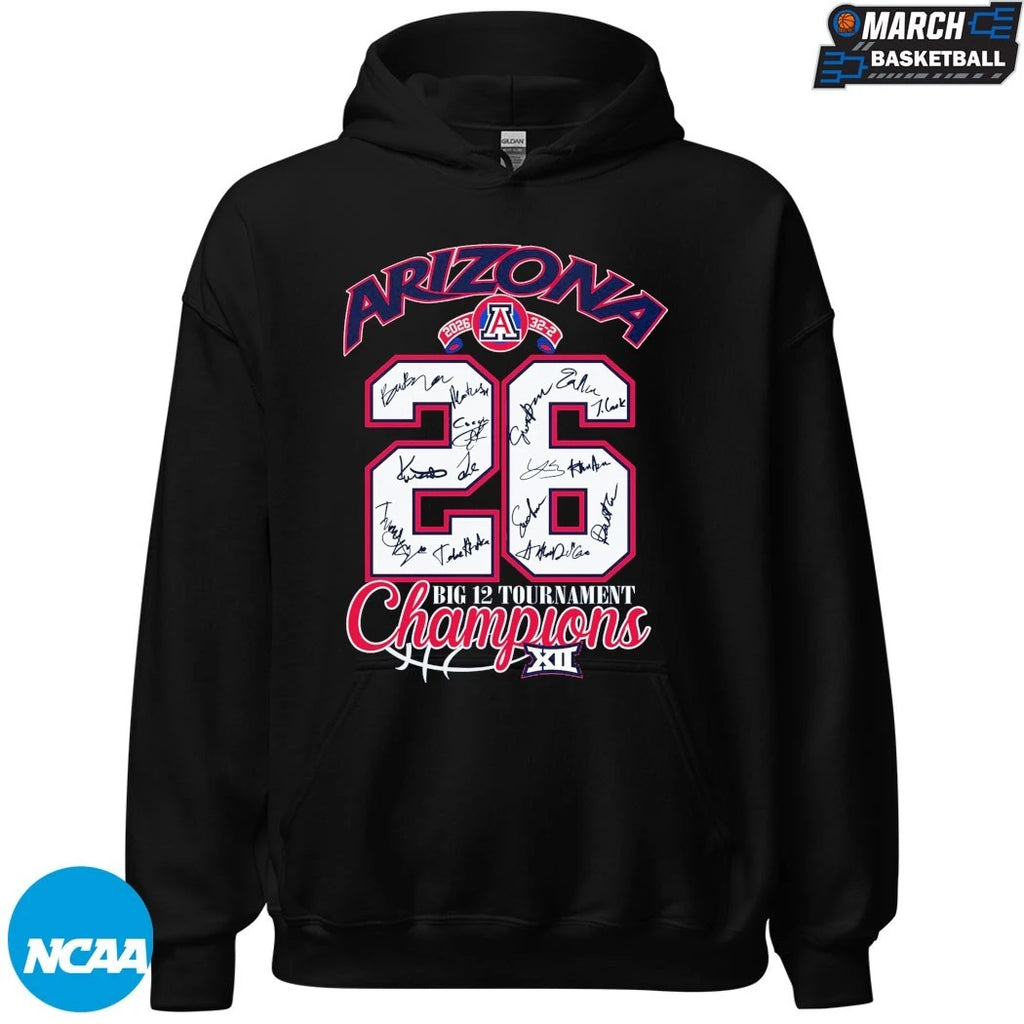 Arizona Wildcats Big 12 Conference Tournament Champions 2026 32-2 Signatures T-shirts