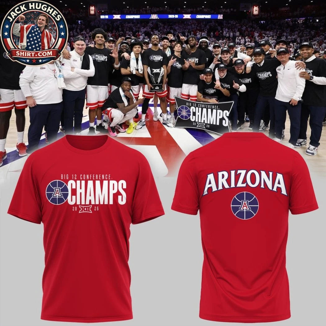 Arizona Wildcats Big 12 Men’s Basketball Regular Season 2026 Logo Two Sided T-Shirt