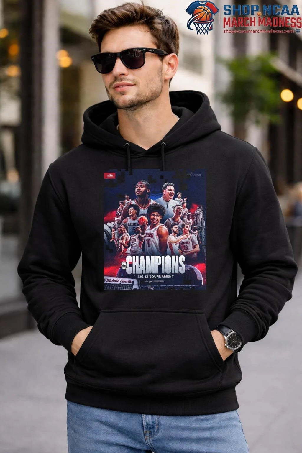 Arizona Wildcats Men’s Basketball 2026 Big 12 Tournament Champions Poster T-Shirt Arizona Wildcats