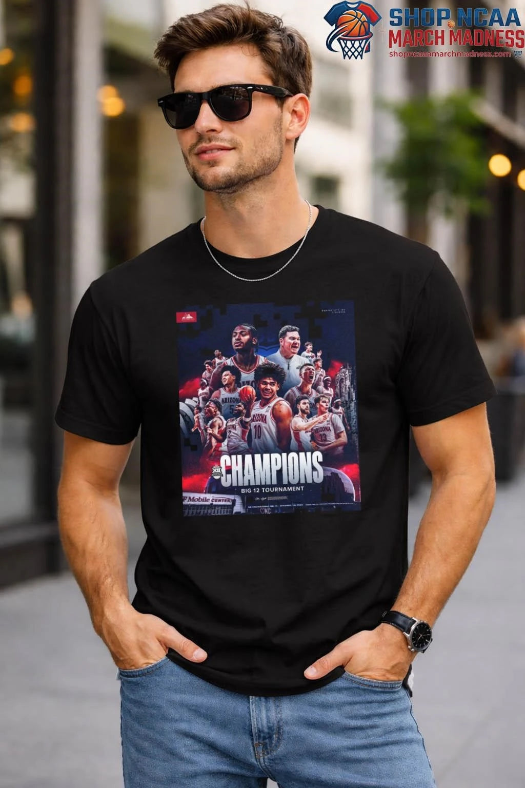 Arizona Wildcats Men’s Basketball 2026 Big 12 Tournament Champions Poster T-Shirt Arizona Wildcats