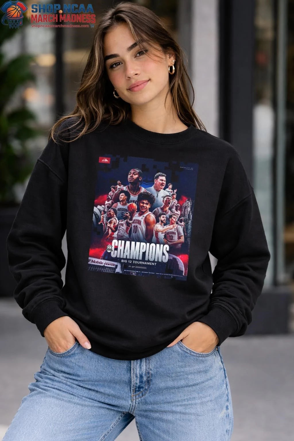 Arizona Wildcats Men’s Basketball 2026 Big 12 Tournament Champions Poster T-Shirt Arizona Wildcats
