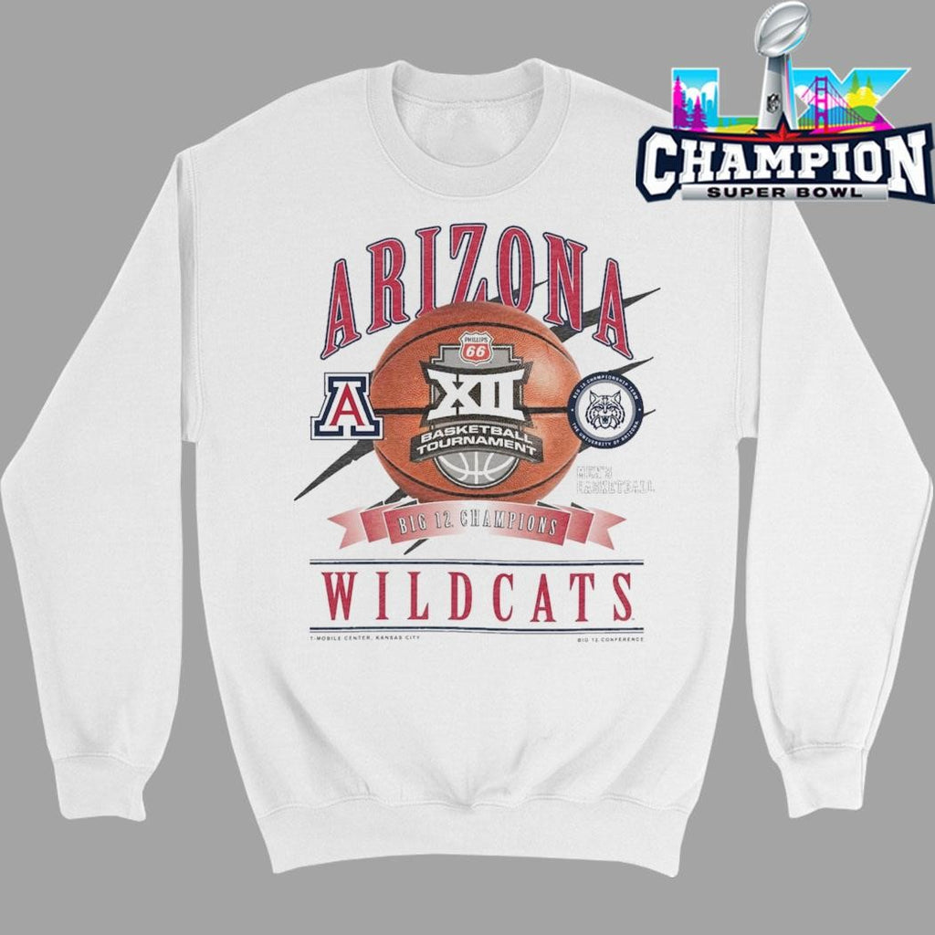 Arizona Wildcats Men’s Basketball Philips 66 2026 Big 12 Tournament Champions New Era Shirt