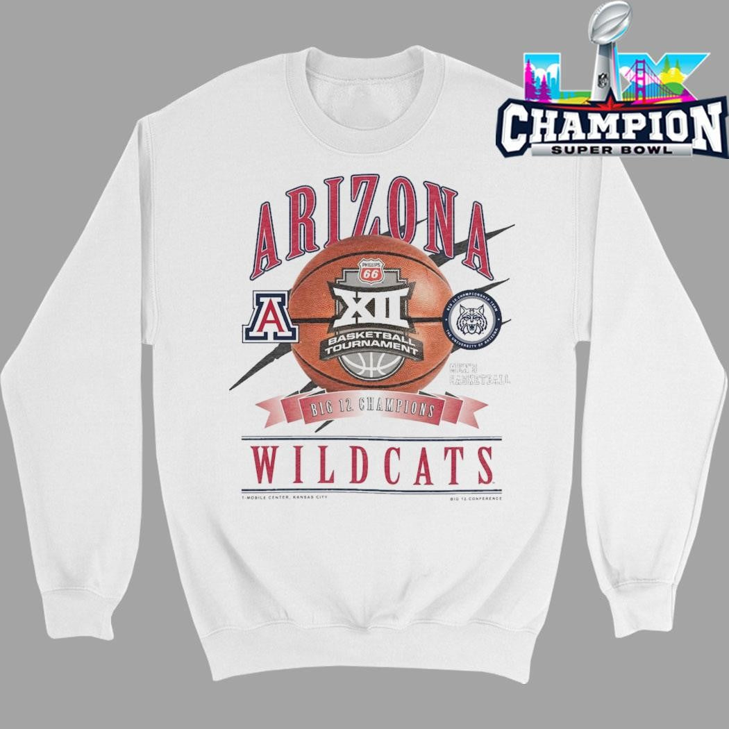 Arizona Wildcats Men’s Basketball Philips 66 2026 Big 12 Tournament Champions New Era Shirt