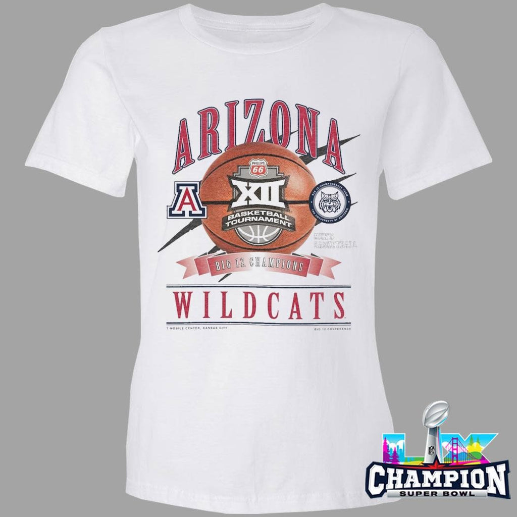 Arizona Wildcats Men’s Basketball Philips 66 2026 Big 12 Tournament Champions New Era Shirt