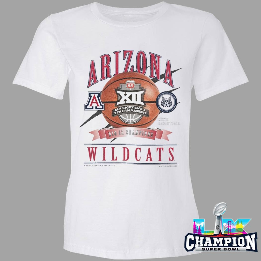 Arizona Wildcats Men’s Basketball Philips 66 2026 Big 12 Tournament Champions New Era Shirt