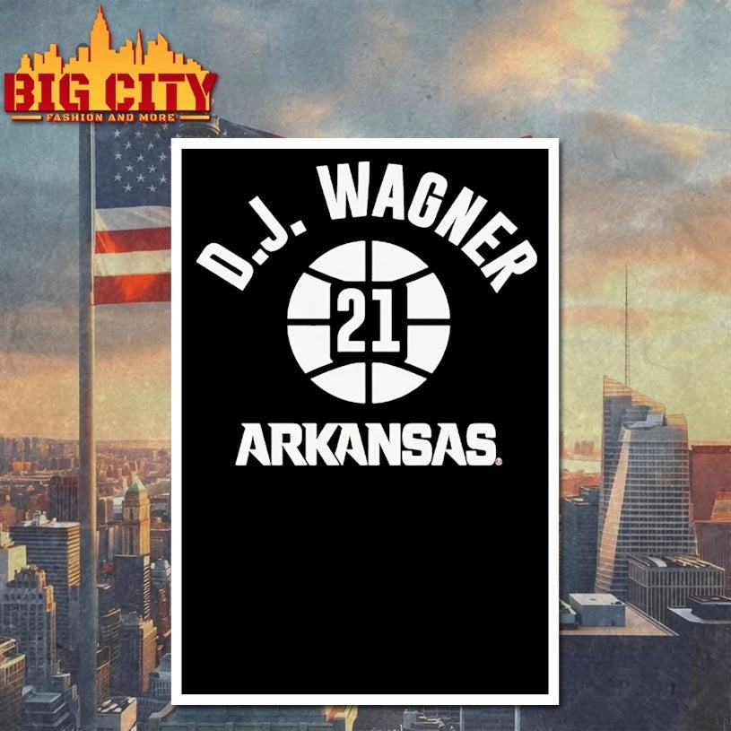 Arkansas Basketball D.J. Wagner Name Number Ball 21 shirt