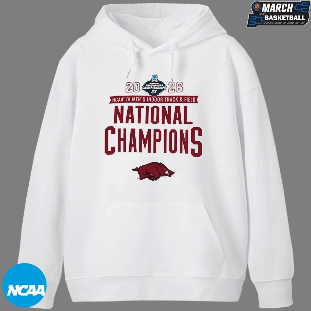 Arkansas Razorbacks 2026 NCAA Men’s Indoor Track &amp; Field National Champions T-Shirts