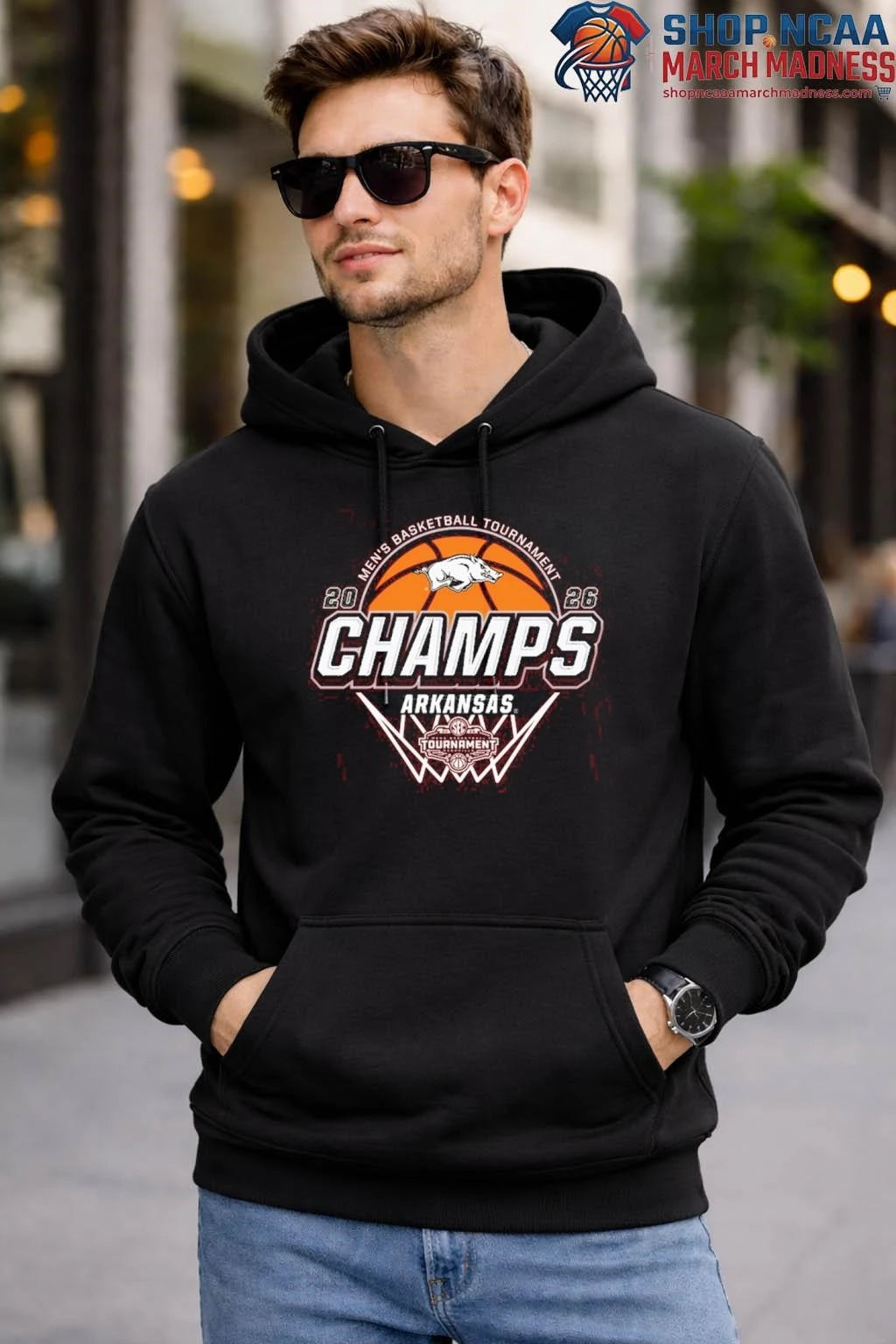 Arkansas Razorbacks 2026 SEC Men’s Basketball Tournament Champions Locker Room T-Shirt