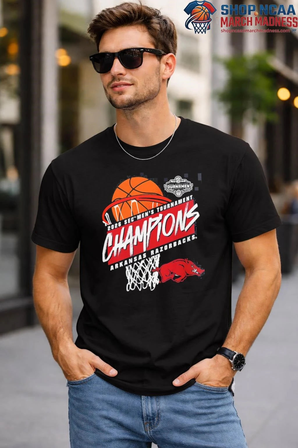 Arkansas Razorbacks 2026 SEC Men’s Basketball Tournament Champions T-Shirt Arkansas Razorbacks 2026 Shirt