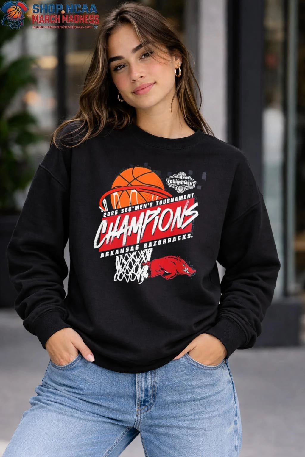 Arkansas Razorbacks 2026 SEC Men’s Basketball Tournament Champions T-Shirt Arkansas Razorbacks 2026 Shirt